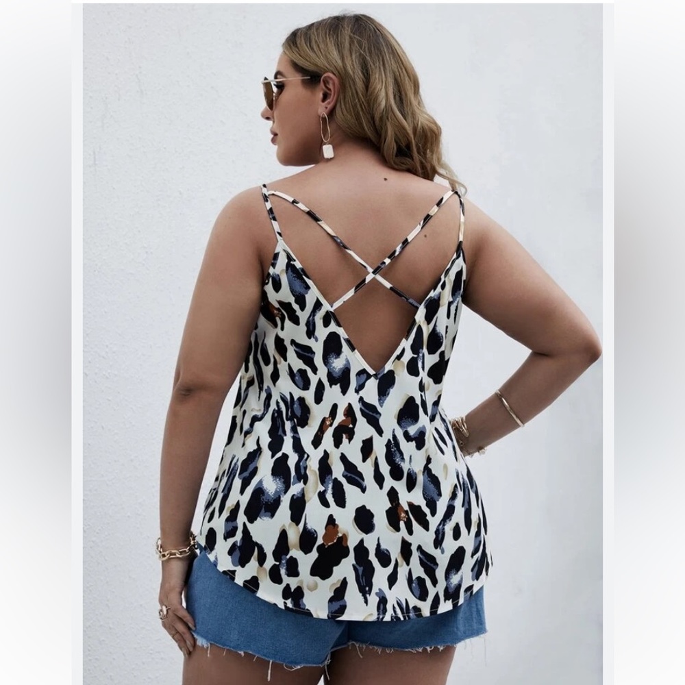 Shein white leopard print tank top